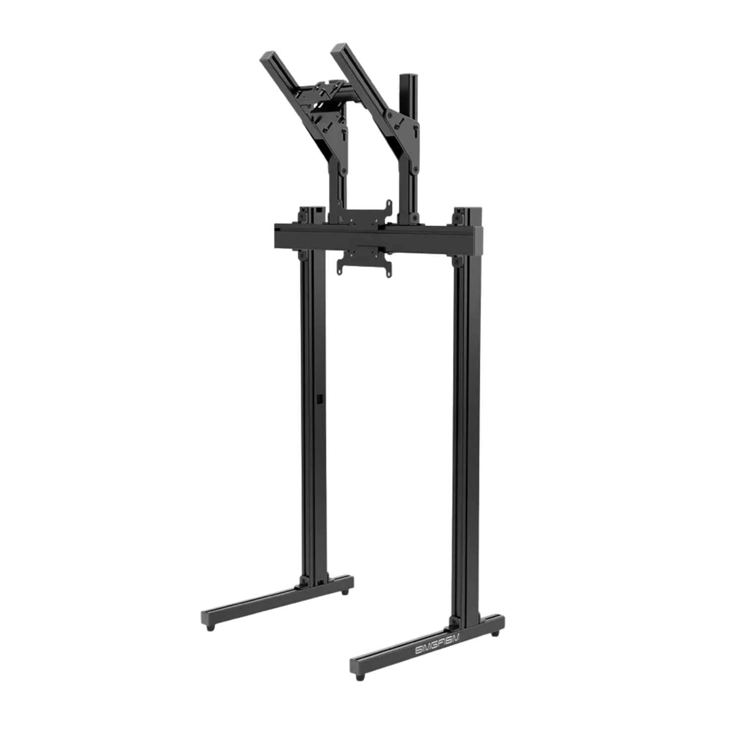  | Adjustable aluminium uprights and two VESA plates on the Apex monitor stand
